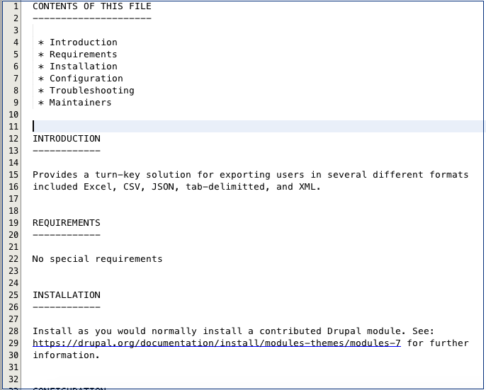 Documentation README file for Drupal 7 [2866342]